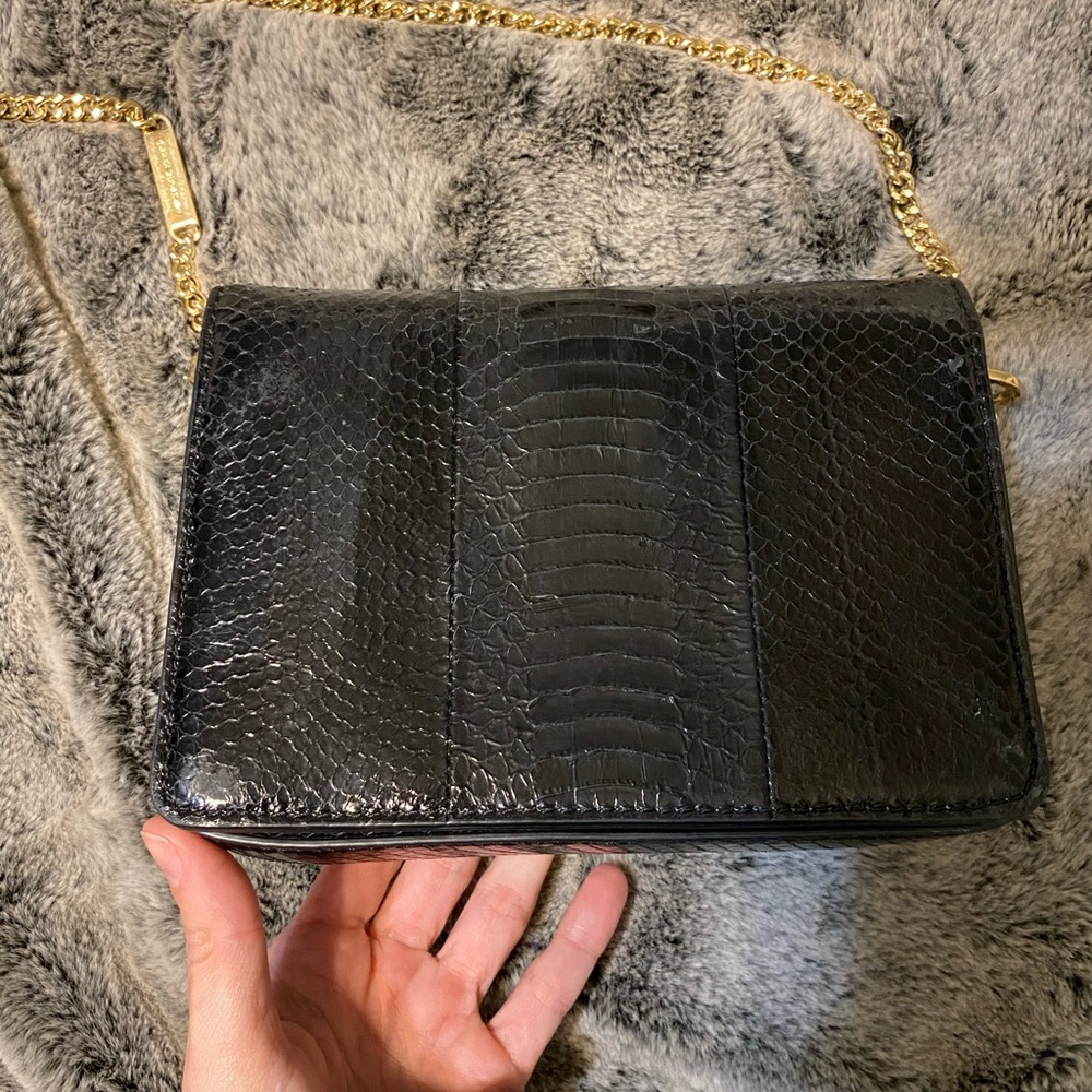 Michael Kors Jade Black Python Crossbody / Clutch - image 3